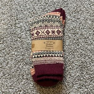 Maroon Patterned Women’s Socks